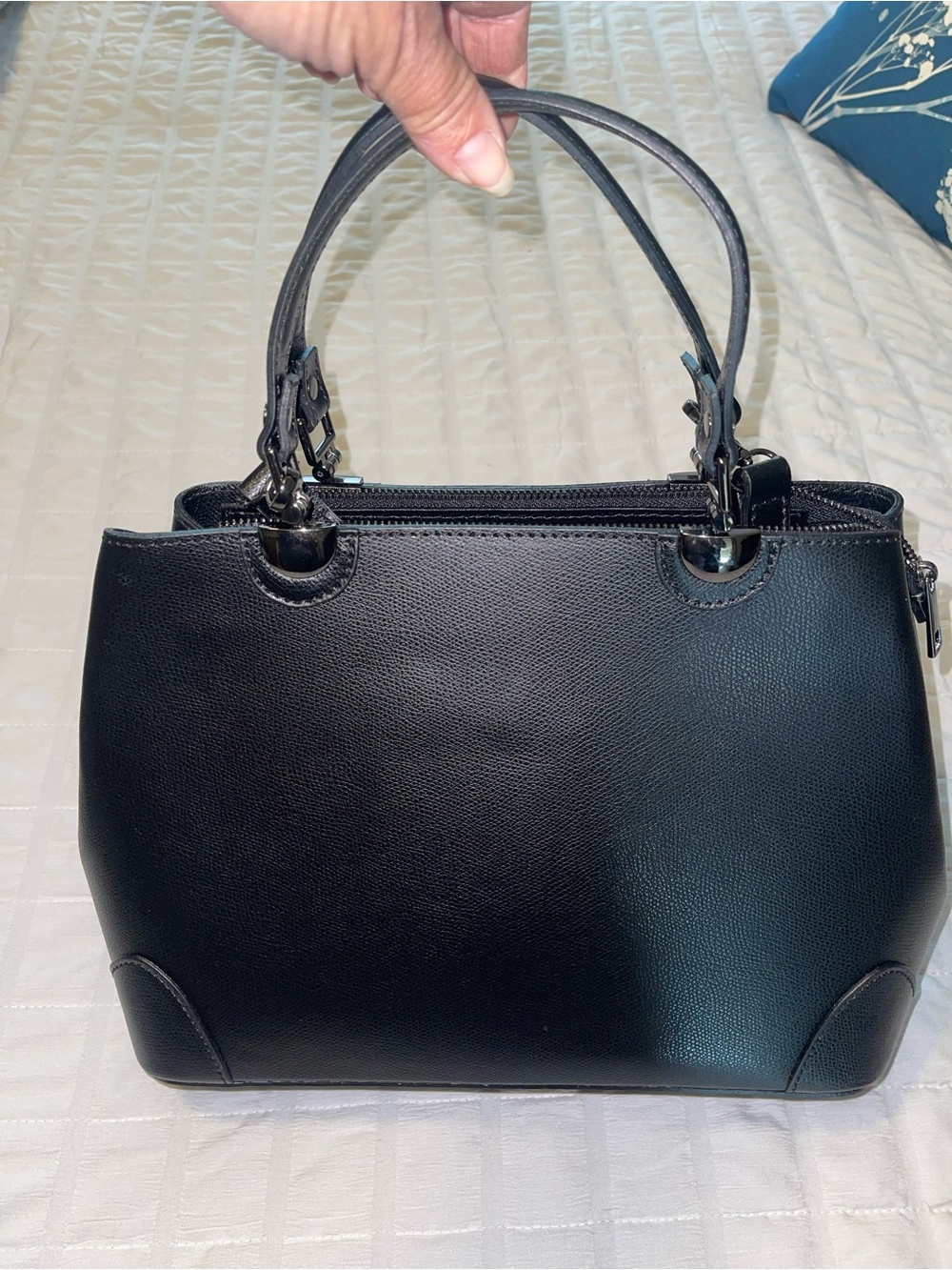 Black Structured Satchel Handbag - Women's Satchel